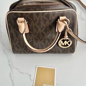 Michael Kors Dark Brown Satchel with Gold Accents